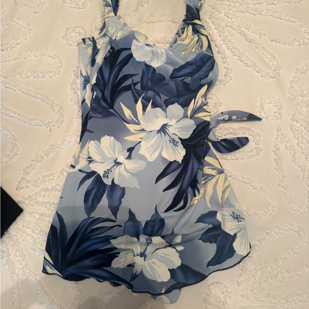 Blue Asymmetrical Tie Front Sleeveless One Piece
